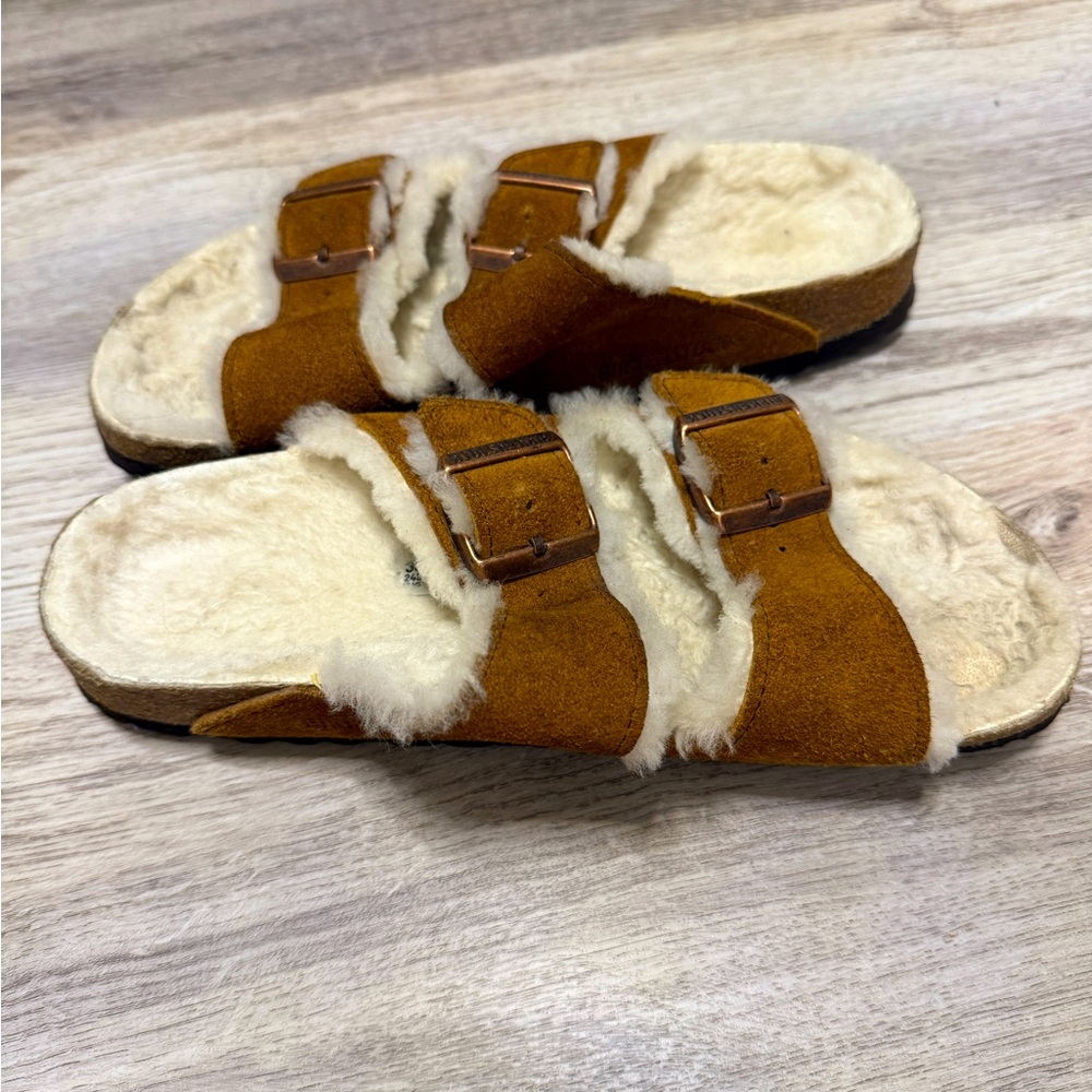 Birkenstock Arizona Shearling Suede Leather Mink